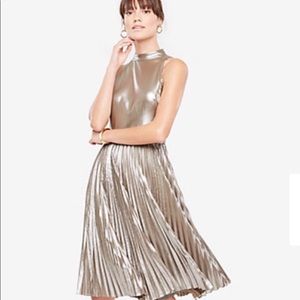 Ann Taylor Metallic Pleated Dress